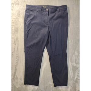 Talbots Stretch Cotton Chino Pants Women 14p Petite Navy Blue Dress Pants Office